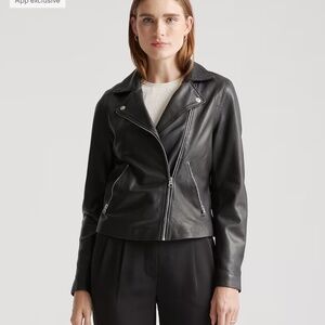 Quince Black Leather Moto Jacket